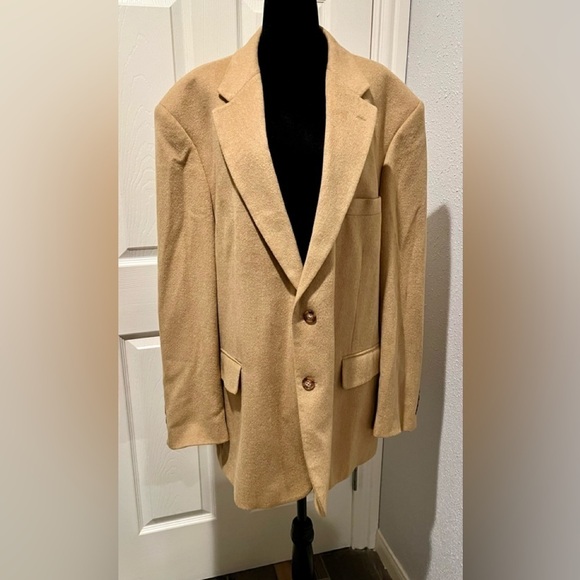 Stafford Options Blazer Jacket Beige Camel Hair Wool blend Men's 48R 2 Button - Picture 1 of 13